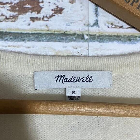 Madewell Ryder Color Block Merino & Alpaca Wool Blend Open Cardigan w Pockets - Picture 8 of 11